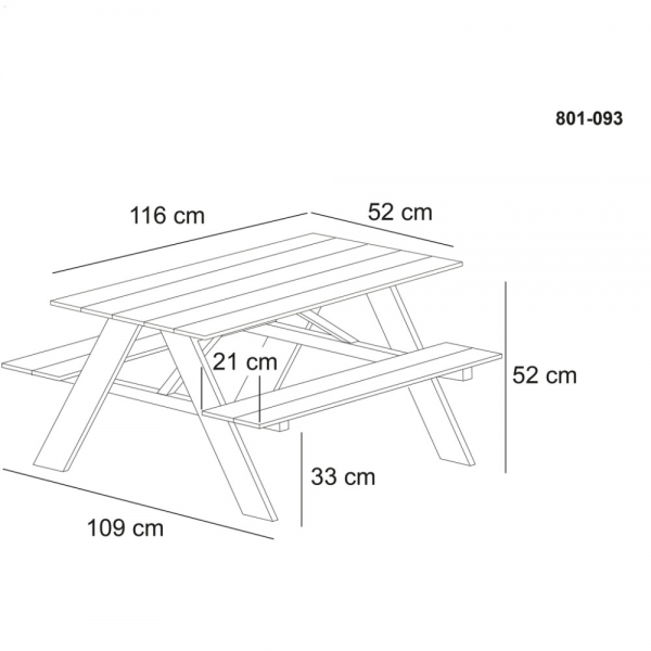 Bordbnkest til brn A-model sort plywood og alu. stel - Hortus