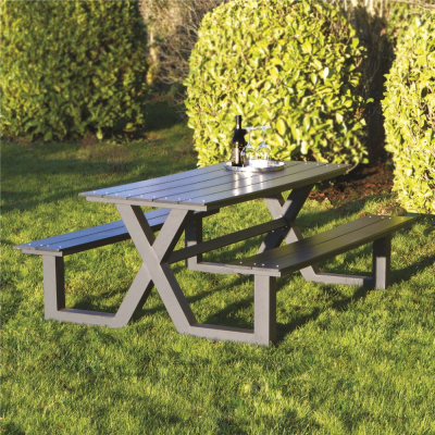 HORTUS bord-/bnkst X-model sort plywood og antracit stel