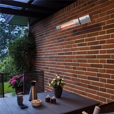 HORTUS terrassevarmer vægmodel 500/1000/1500 W, GT, 51 cm, med fjernbetjening, sølv