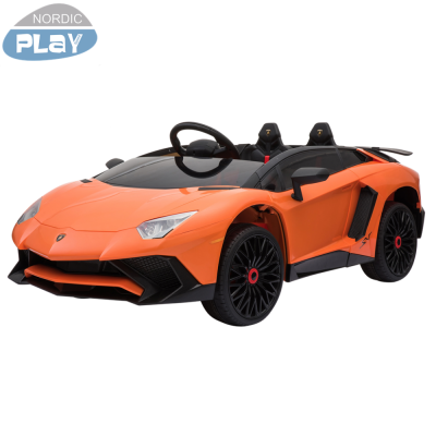 NORDIC PLAY Speed elbil Lamborghini Aventador med EVA hjul og lædersæde, 12V, Orange