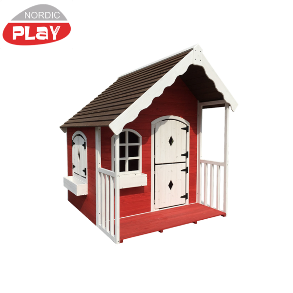 NORDIC PLAY Active legehus med veranda rød/hvid