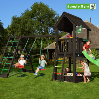 Legetårn komplet Jungle Gym Club inkl. Climb module x'tra og rutsjebane, grundmalet sort